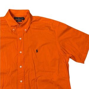Ralph Lauren Men's Blake Orange Short Sleeve Button Up Shirt L Cotton